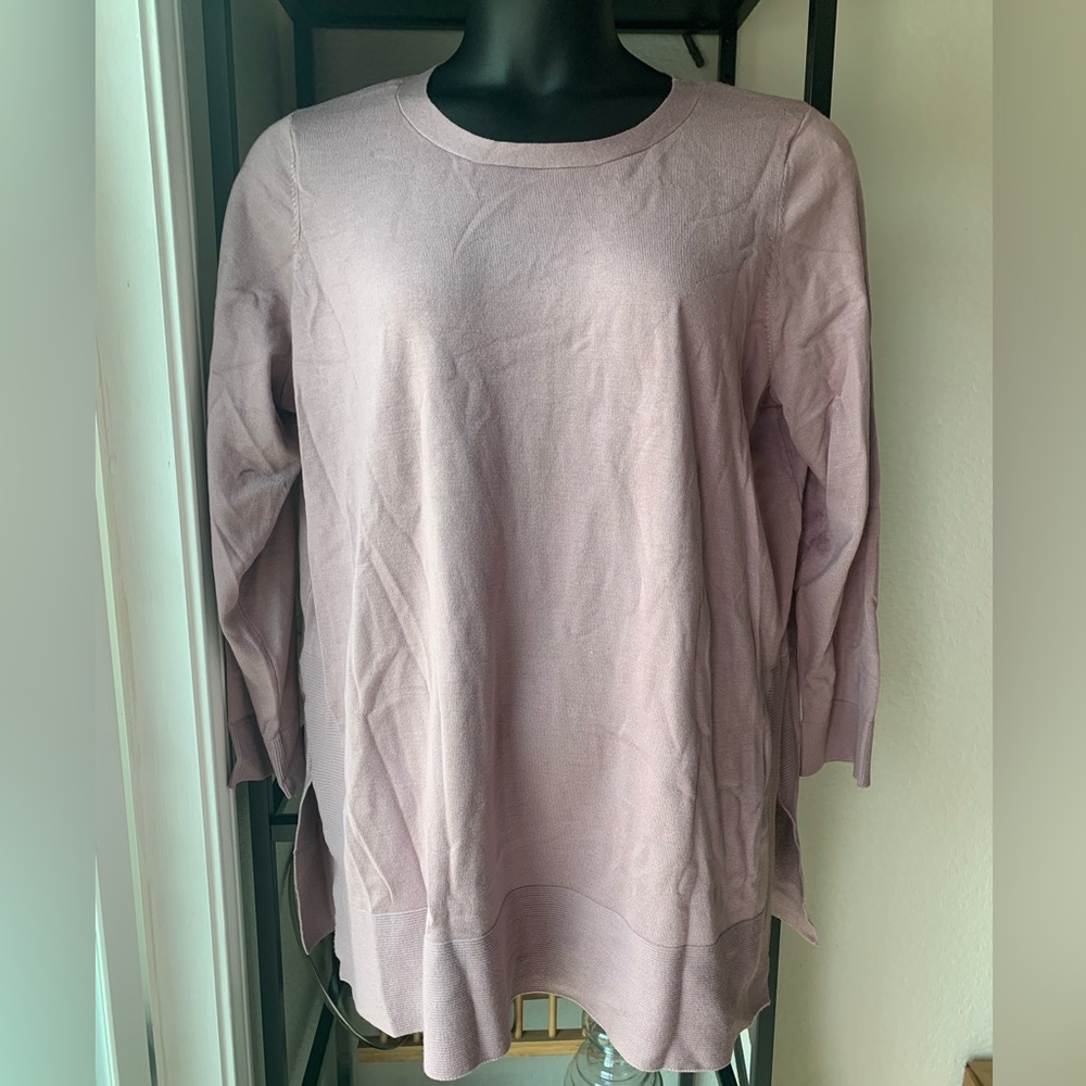 NWT Cyrus Luxe Mauve Crew Neck Knit Tunic Midweight Sweater Top Soft Chic Purple